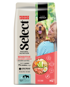 Select Adult Sensitive Salmon and Rice koeratoit