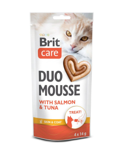 Brit Care Creamy Duo Mousse with Salmon and Tuna maius kassile 4x14g