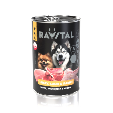 Ravital Turkey, Lamb & Rabbit konserv koerale