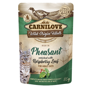 Carnilove Cat Pouch Pheasant with Raspberry Leaves einekotike kassidele 85g