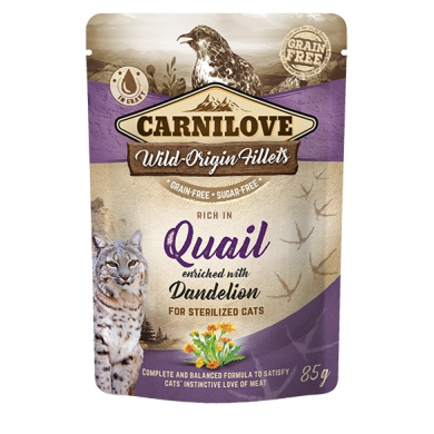 Carnilove Cat Pouch Quail with Dandelion einekotike steriliseeritud kassidele 85g