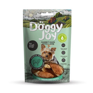 Doggy Joy rabbit ears with lamb närimismaiused koertele 55g