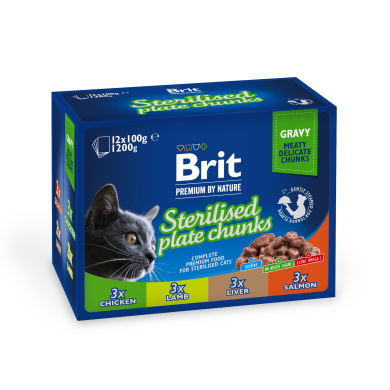 Brit Premium Sterilised Family multipakk märgtoit kassidele 12x100g