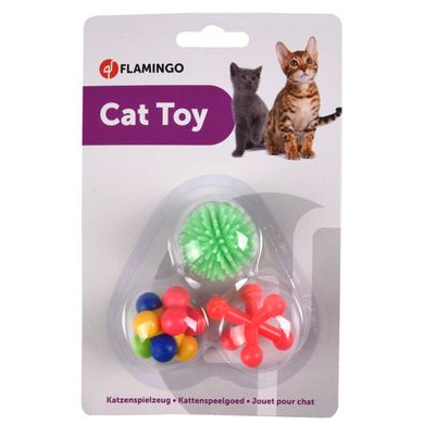 Flamingo kassi mänguasi kummist pall pakis 3tk