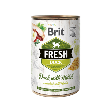 Brit Fresh Duck with Millet konserv koertele 400g