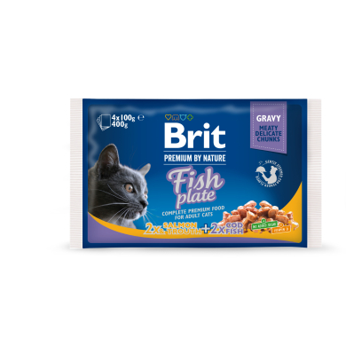 Brit Premium Fish Plate multipakk märgtoit kassidele 4x100g