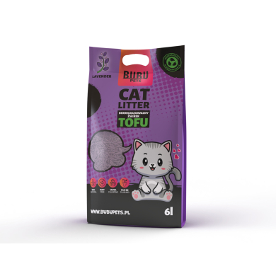 Bubu Pets lavendli lõhnaga tofu kassiliiv 2,5 kg / 6L