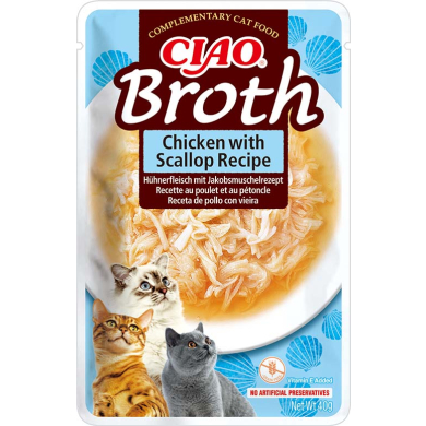 Ciao Broth Chicken with Scallop märgtoit kassidele 40g