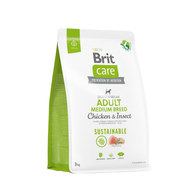Brit Care Sustainable Adult Medium Breed Chicken & Insect koeratoit