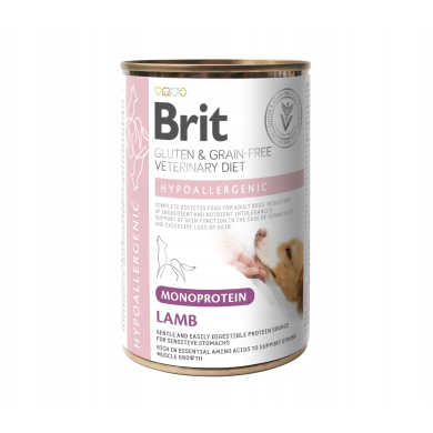 Brit Veterinary Diet Hypoallergenic Monoprotein Lamb konserv koerale 400g