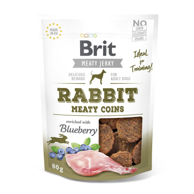Brit Jerky Rabbit Meaty Coins Snack n&auml;rimismaius koertele 80g
