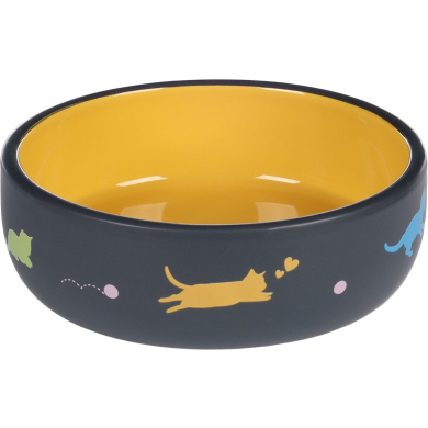 Flamingo Rani kollane s&ouml;&ouml;gi- ja joogikauss kassile &empty; 13,5cm 380ml