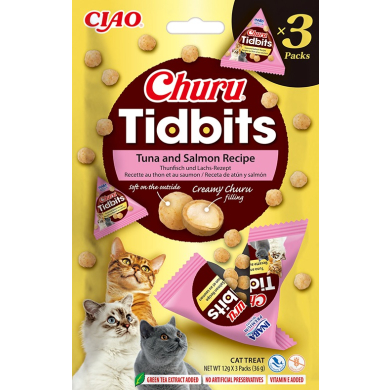 Churu Tidbits kassimaius tuunikala ja lõhega 3x12g