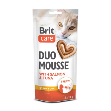 Brit Care Creamy Duo Mousse with Salmon and Tuna maius kassile 4x14g