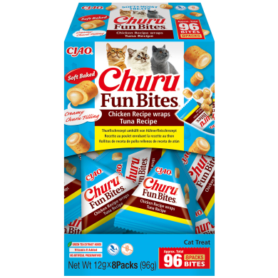 Churu FUN BITES Chicken Recipe wraps Tuna kassimaius 8 x 12g