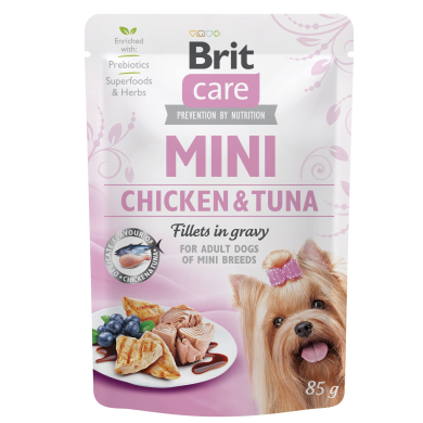 Brit Care Mini Chicken & Tuna fillets in gravy einekotike koertele 85g