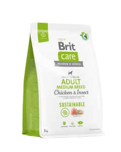 Brit Care Sustainable Adult Medium Breed Chicken & Insect koeratoit
