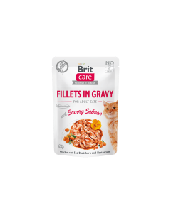 Brit Care Fillets in Gravy Savory Salmon märgtoit kassidele 85g