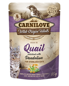Carnilove Cat Pouch Quail with Dandelion einekotike steriliseeritud kassidele 85g