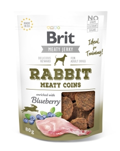 Brit Jerky Rabbit Meaty Coins Snack närimismaius koertele 80g