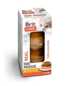 Brit Care Double Mousse Real Tuna & Salmon märgtoit kassidele 6x25g