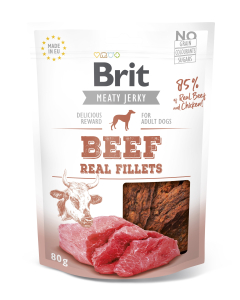 Brit Jerky Beef Real Fillets Snack närimismaius koertele 80g