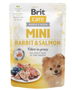 Brit Care Mini pouch Rabbit & Salmon fillets in gravy einekotike koertele 85g