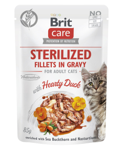 Brit Care Fillets in Gravy Hearty Duck märgtoit steriliseeritud kassidele 85g