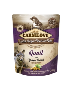 Carnilove Pouch Pate Quail with Yellow Carrot einekotike koertele 300g