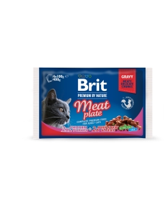 Brit Premium Meat Plate multipakk märgtoit kassidele 4x100g