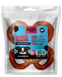 Bubu Pets koeramaius veisenahast rõngad lambalihaga 10cm 500g